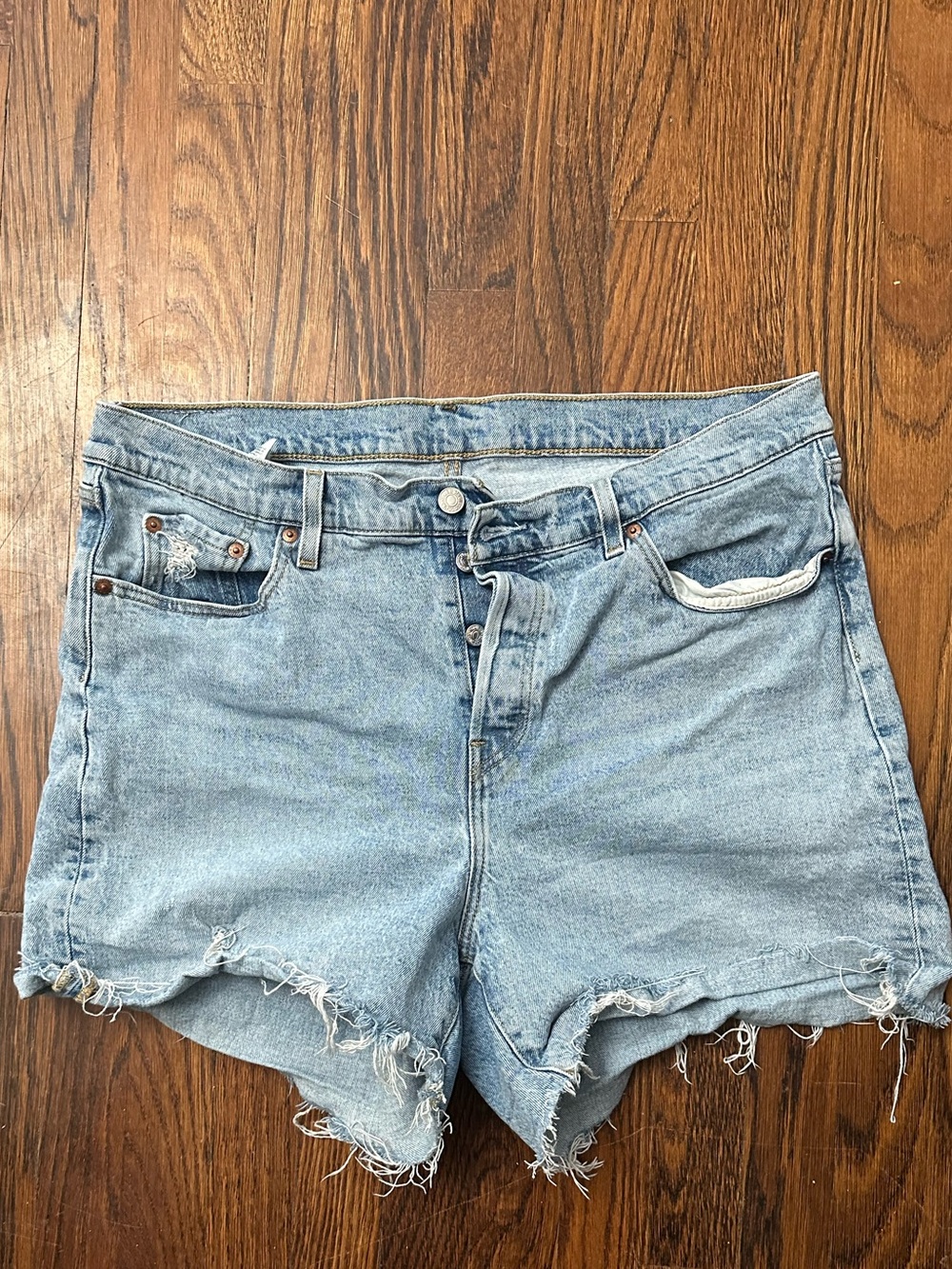 Levi's Light Blue Distressed Denim Cutoff Shorts